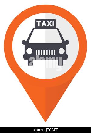 Taxi orange pointer vector icon in eps 10 isolated on white background. Stock Vector