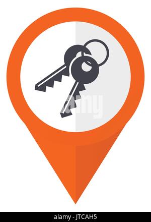 Keys orange pointer vector icon in eps 10 isolated on white background. Stock Vector