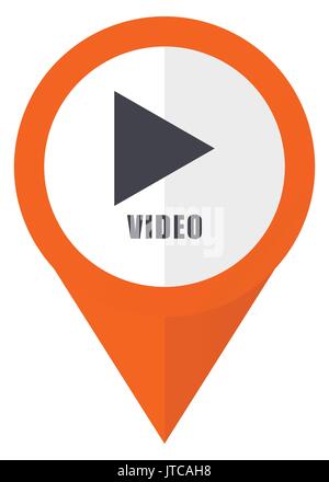 Video orange pointer vector icon in eps 10 isolated on white background. Stock Vector