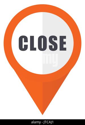 Close orange pointer vector icon in eps 10 isolated on white background. Stock Vector