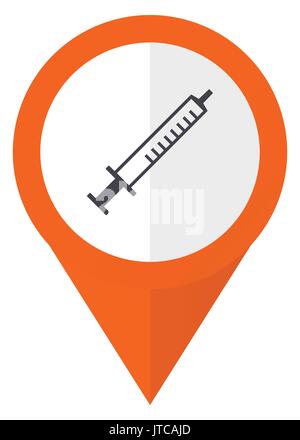 Medicine orange pointer vector icon in eps 10 isolated on white background. Stock Vector