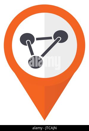 Chemistry orange pointer vector icon in eps 10 isolated on white background. Stock Vector