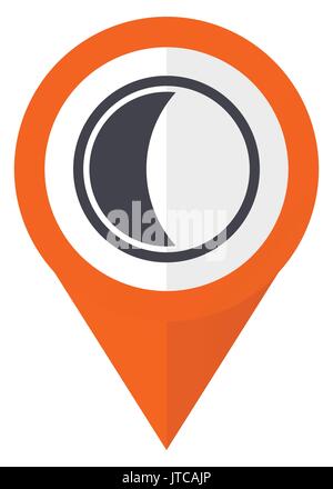 Moon orange pointer vector icon in eps 10 isolated on white background. Stock Vector