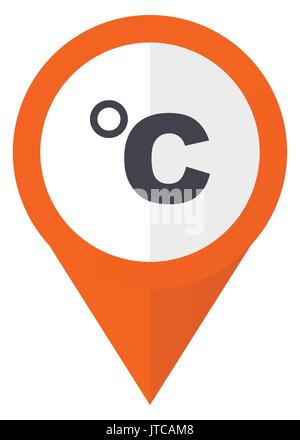 Celsius orange pointer vector icon in eps 10 isolated on white background. Stock Vector