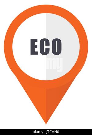 Eco orange pointer vector icon in eps 10 isolated on white background. Stock Vector