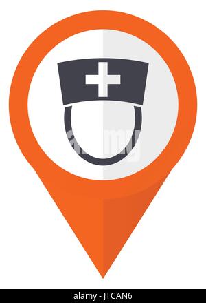 Nurse orange pointer vector icon in eps 10 isolated on white background. Stock Vector