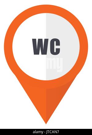 Toilet orange pointer vector icon in eps 10 isolated on white background. Stock Vector