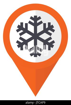 Snow orange pointer vector icon in eps 10 isolated on white background. Stock Vector