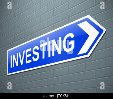 3d Illustration depicting a sign with an investing concept. Stock Photo