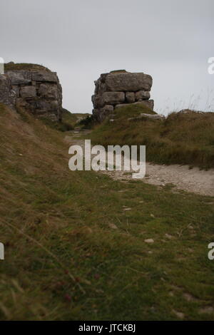 Sculptures at Portland Quarry, home to Portland limestone. Stock Photo