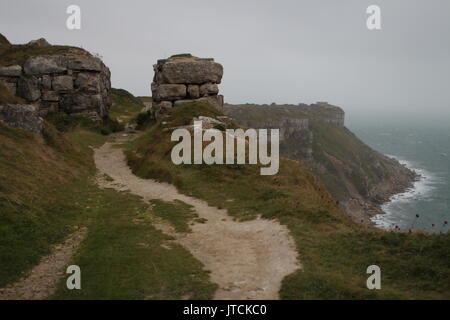 Sculptures at Portland Quarry, home to Portland limestone. Stock Photo