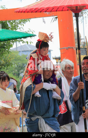 Japan, Tsushima, Owari Tenno Matsuri, festival, people, Chigo, sacred child, Stock Photo