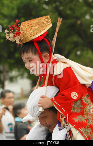 Japan, Tsushima, Owari Tenno Matsuri, festival, people, Chigo, sacred child, Stock Photo