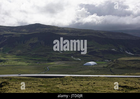 Misty Landscape in Sudurland, Iceland. Stock Photo