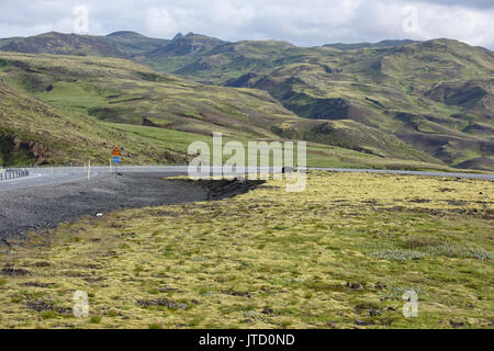 Misty Landscape in Sudurland, Iceland. Stock Photo