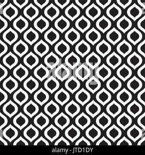 Wavy black and white seamless pattern in Arabian style. Endless texture for textile, wallpaper, backgrounds, wrappers. Monochrome geometric ornaments. Stock Vector