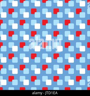 Abstract vector seamless geometric pattern with squares on blue background. Endless texture can be used for gift wrap, baby clothes, print on fabric. Stock Vector