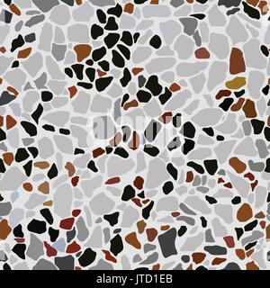 Terrazzo vector  seamless pattern. Building materials for floors. Marble surface, stone and rock  background endless texture. Stock Vector