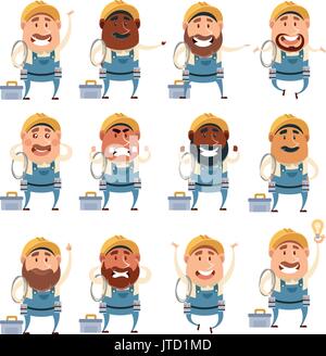 Set of electrician flat cions Stock Vector