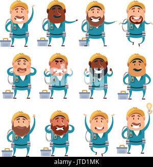 Set of electrician flat cions Stock Vector