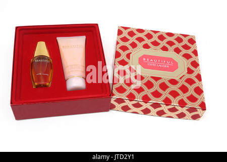 Beautiful Estee Lauder Eau De Parfum Spray and Body Lotion Gift Set Stock Photo