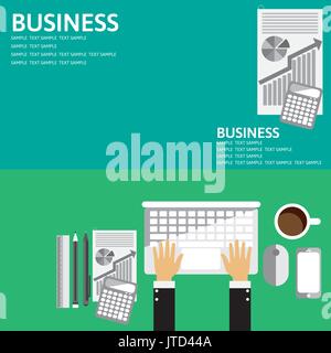 Vector illustration. Flat backgrounds set for Business Stock Vector