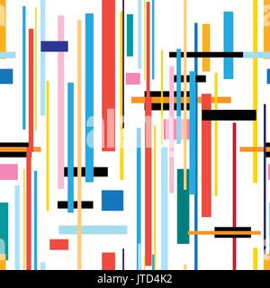 Seamless beautiful color geometric pattern from strips on white Stock Vector