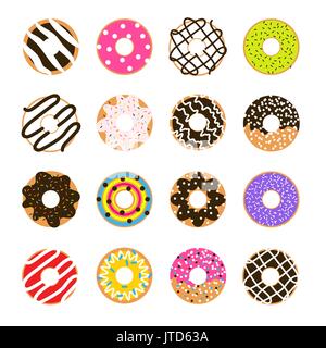 Donut vector set isolated on white. Doughnut glazed collection. Stock Vector