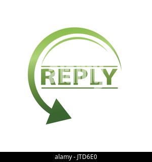 reply word with circular arrow, icon design, isolated on white background. Stock Vector