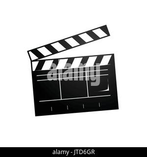 clapperboard illustration, icon design, isolated on white background. Stock Vector