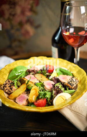 Salad with tuna and vegetables on a nice plate jpg Stock Photo