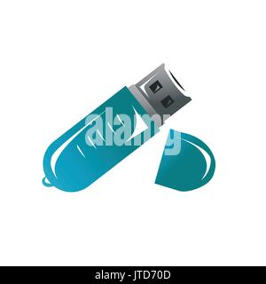USB flash drive illustration,  icon design, isolated on white background. Stock Vector