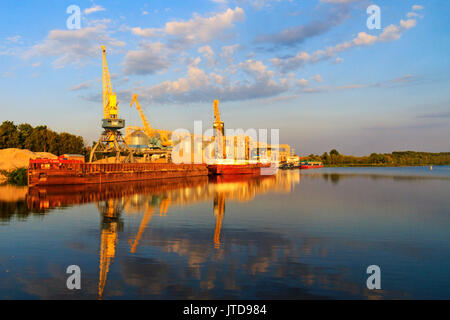 Port for the transportation of grain along the rivers , ships Stock Photo