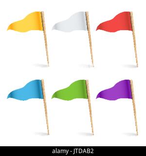 Colorful Cocktail Flags Vector. Set Multi Colored Pins Illustration. Stock Vector