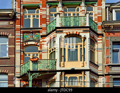 Brussels, Belgium. Ancienne Maison De Beck, 9 Avenue Paul Dejaer. Art nouveau building (Gustave Strauven, 1902) Stock Photo