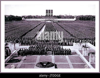 NUREMBERG RALLY 1930's at Nuremberg Zeppelin Field, part of the  spectacle of the annual Nazi Party Congress in Germany Stock Photo