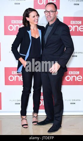 Suranne Jones and her husband Laurence Akers arrive for the Doctor Foster Series Two photocall at the The Mayfair Hotel in London. Stock Photo