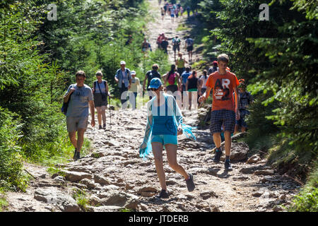 Sumava National Park, Czech Republic, Crowds of people hiking on a mountain road, Czech Republic Czech mountains Stock Photo