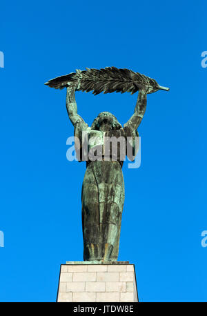 Liberty Statue outside the Citadel on Gellert Hill, Budapest,Hungary Stock Photo