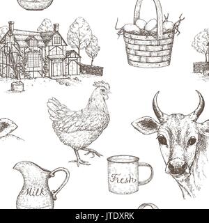 Farming seamless pattern. Stock Vector
