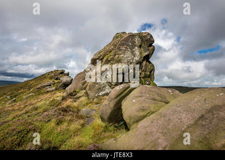 Dramatic rocky outcrops at Ramshaw rocks in the Peak District national park, Staffordshire, England. Stock Photo