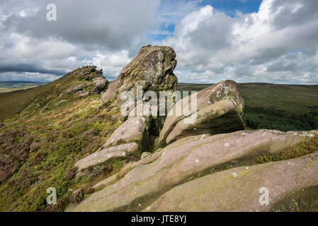 Dramatic rocky outcrops at Ramshaw rocks in the Peak District national park, Staffordshire, England. Stock Photo