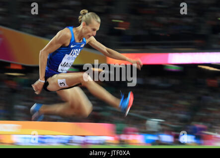 USA's Evan Jager in the Men's 300m Steeplechase final during day five of the 2017 IAAF World Championships at the London Stadium. Stock Photo