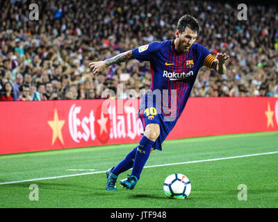 An action for Leo Messi. 52nd Joan Gamper Trophy between FC Barcelona and Chapecoense from Brazil. Barça won 5-0 with goals scored by Deulofeu, Sergio Stock Photo