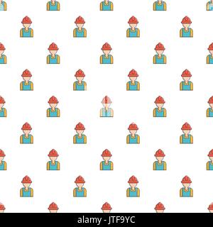 Construction worker pattern seamless Stock Vector
