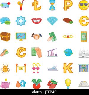 Riches icons set, cartoon style Stock Vector