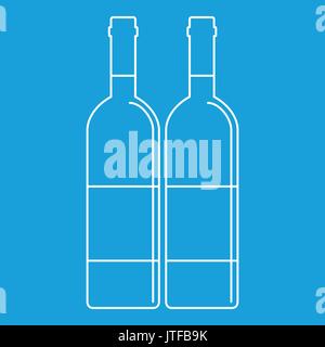 Two wine bottles icon, outline style Stock Vector