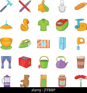 Lodgings icons set, cartoon style Stock Vector