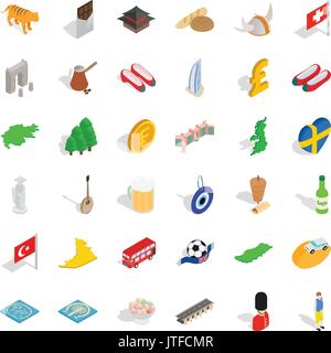 Good world icons set, isometric style Stock Vector