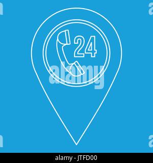 Geo tag with handset sign icon, outline style Stock Vector